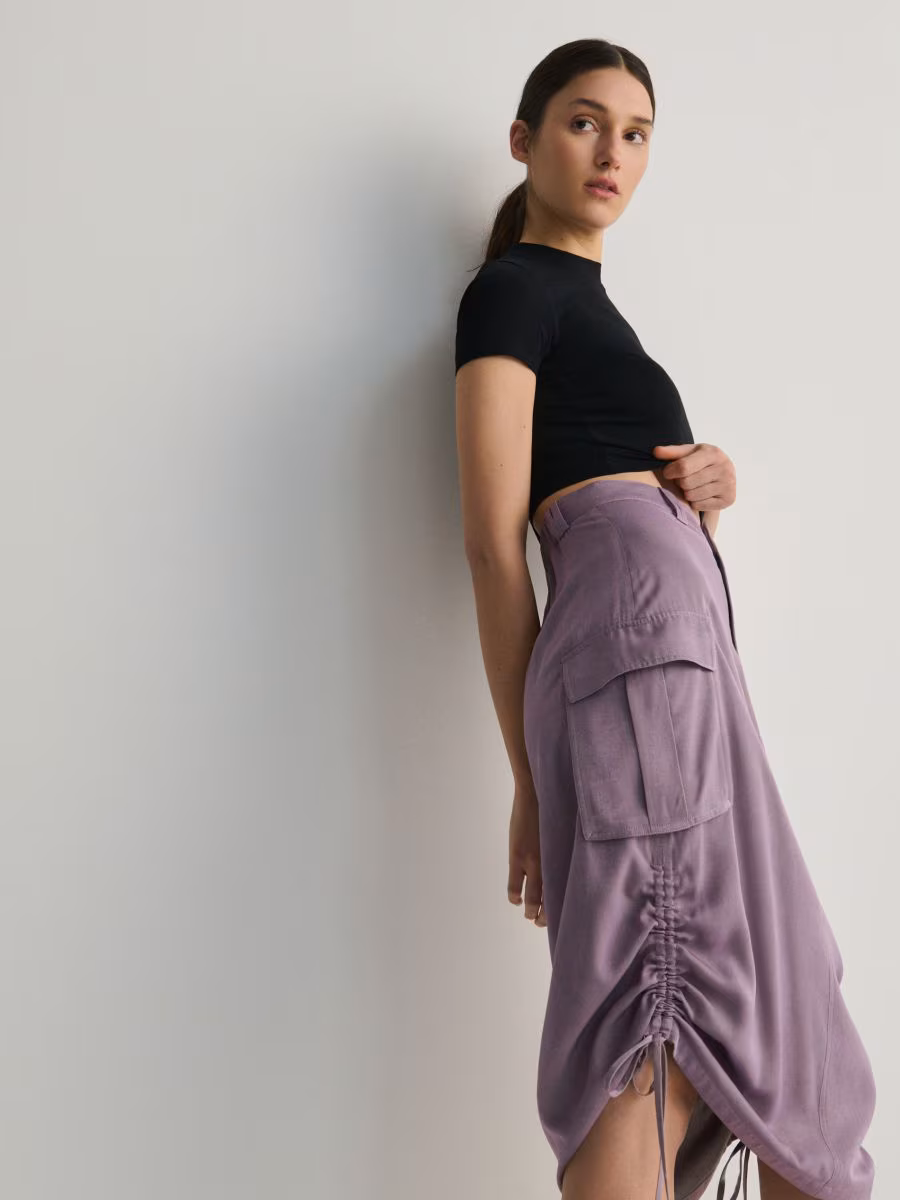 Cargo Style Satin Skirt