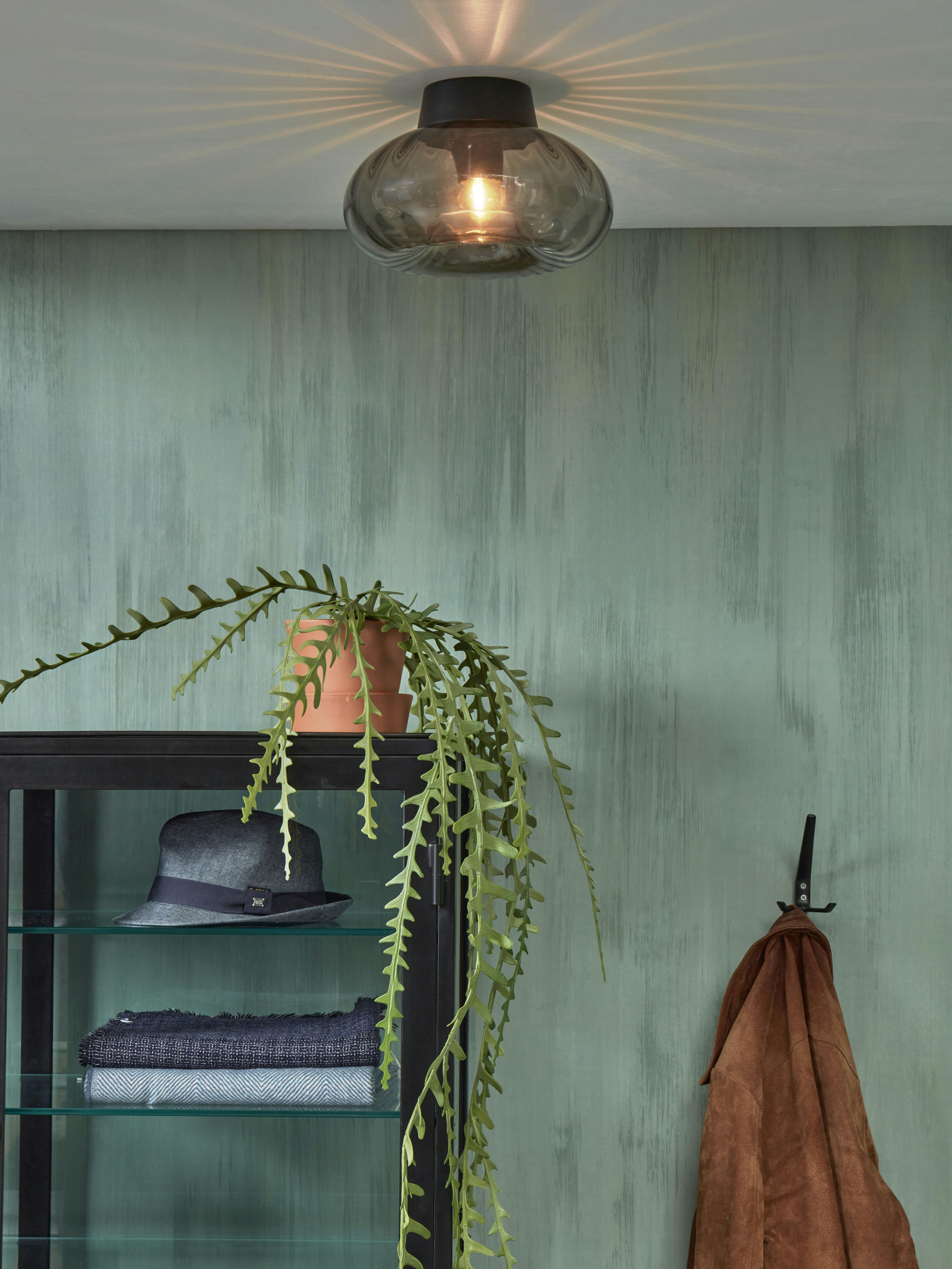 BRUSSELS - Plafonnier en verre  noir, h. 18cm