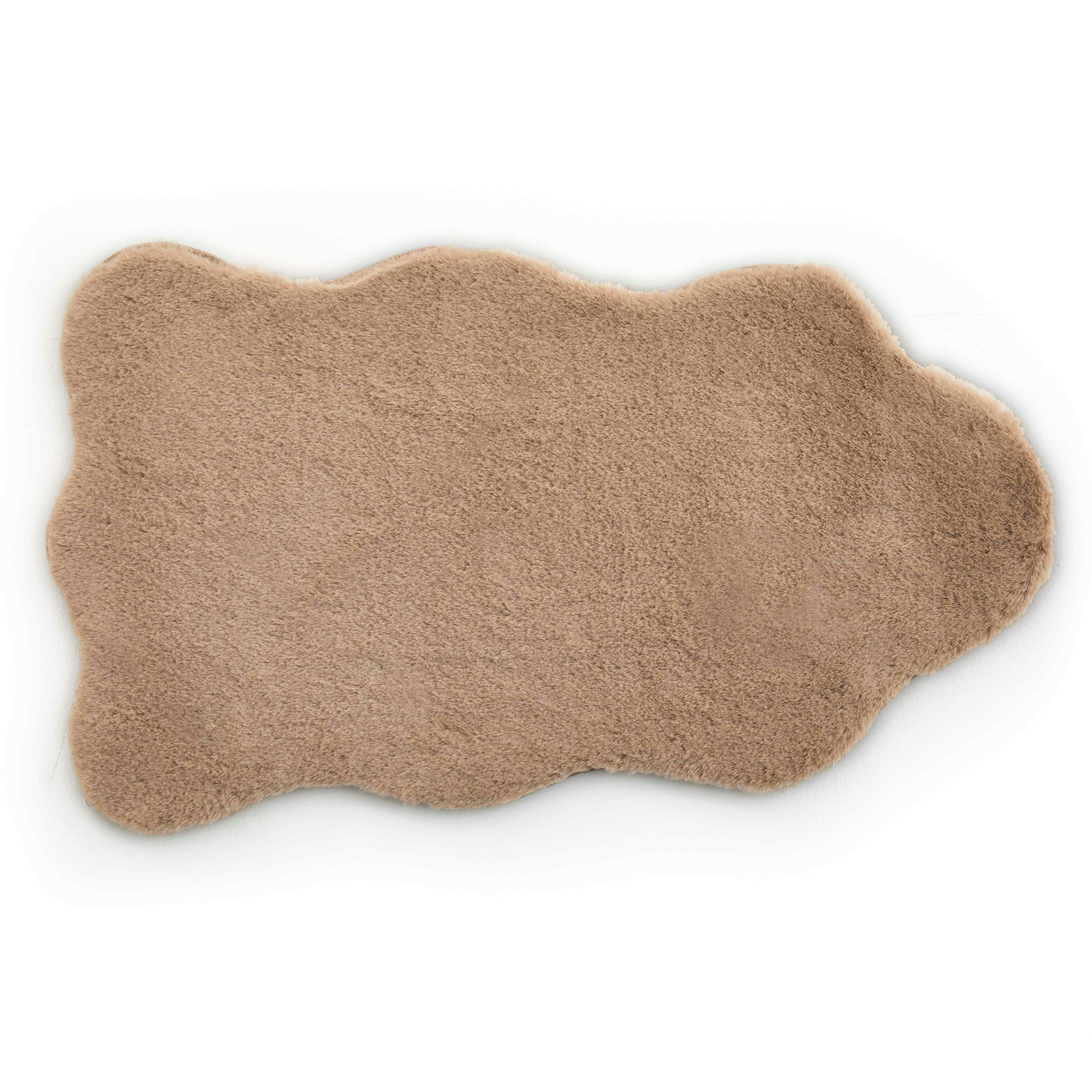 SHAUN - Tapis fourrure en forme de peau de mouton beige 50 x 80 cm