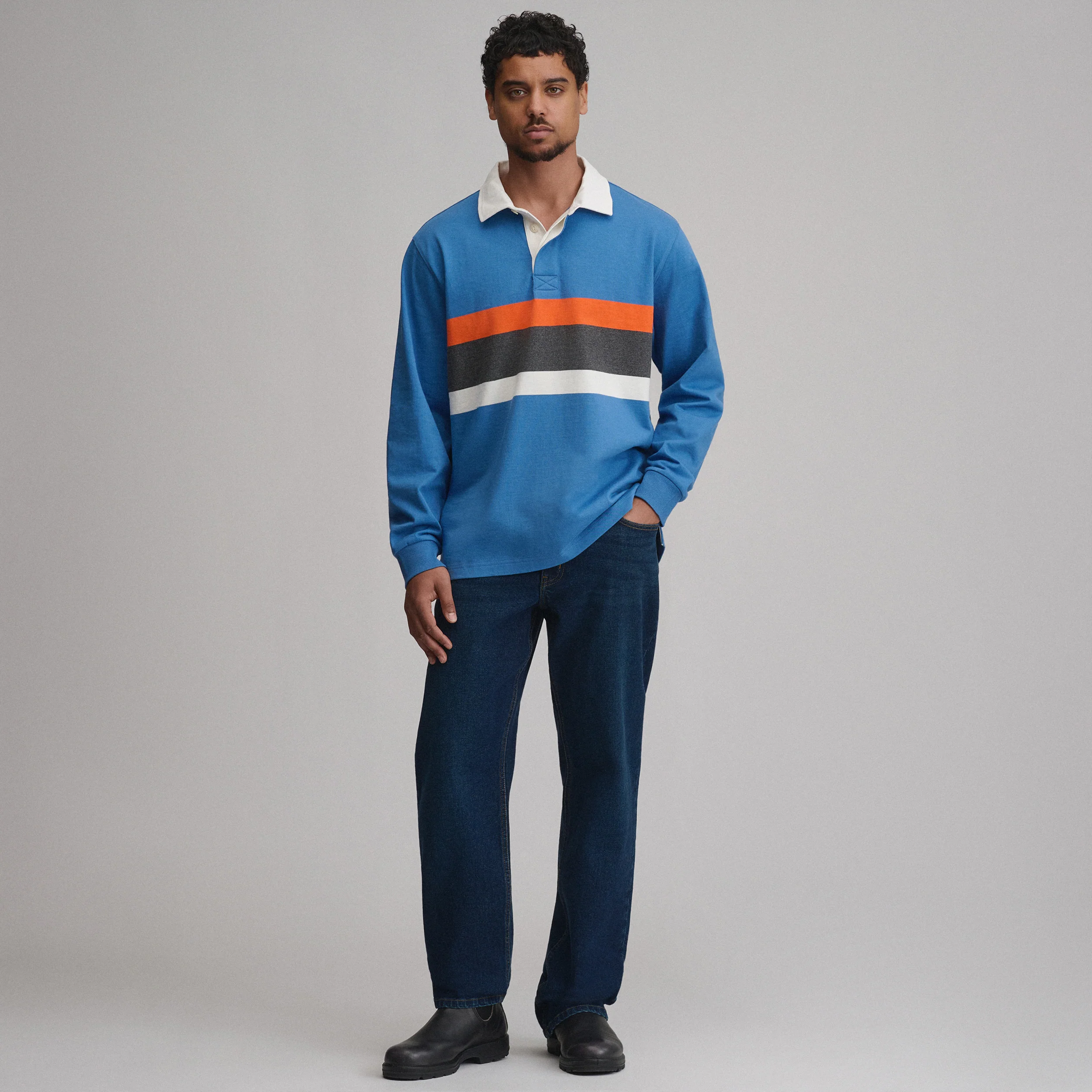Men's Long-Sleeve Rugby Stripe Crew