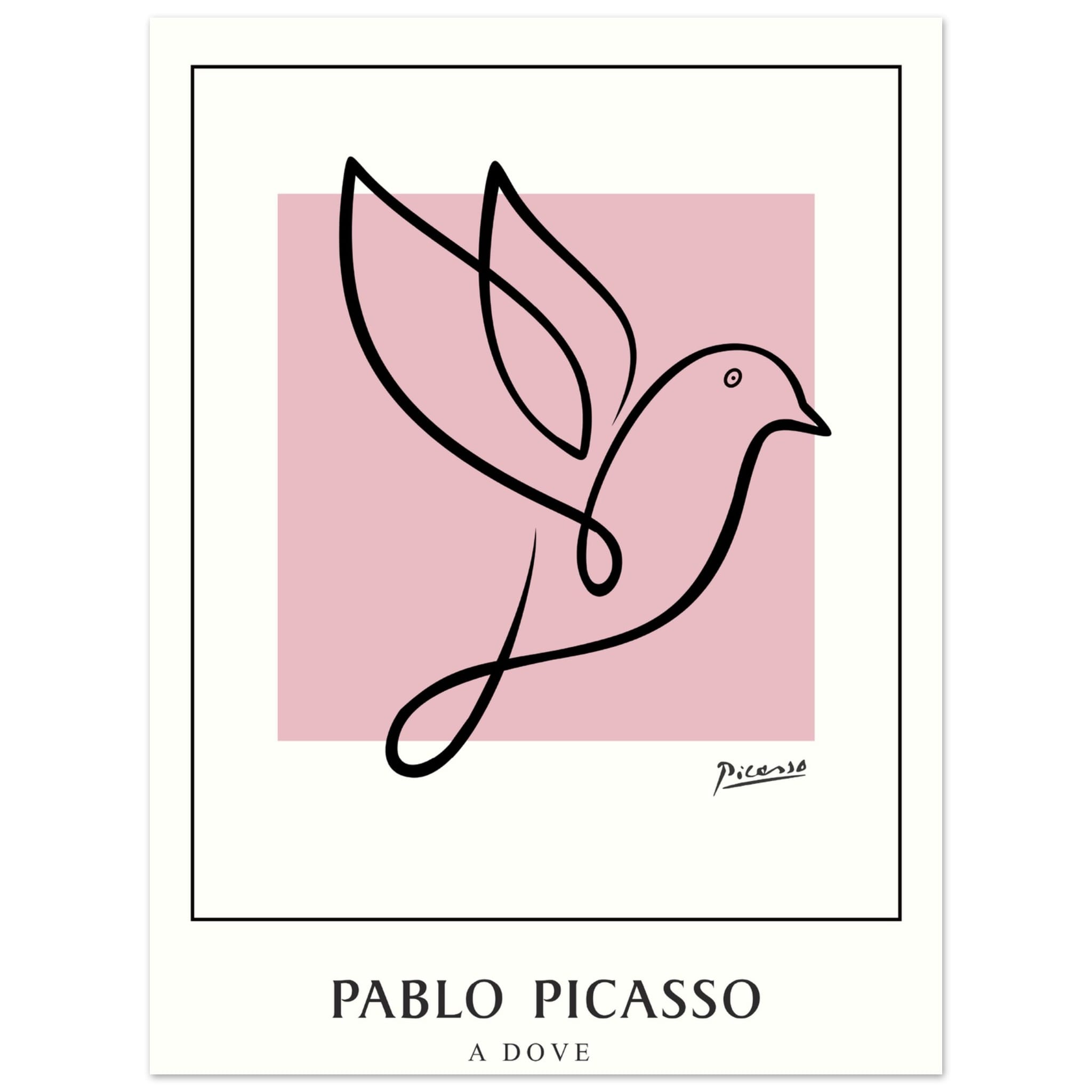 Artfulprints Poster Pablo Picasso - A dove  - 30x40 cm - Roze