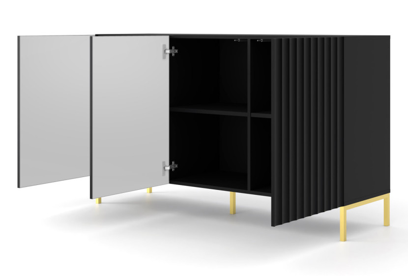 Komoda WAVE 150 cm 3D frez czarny mat