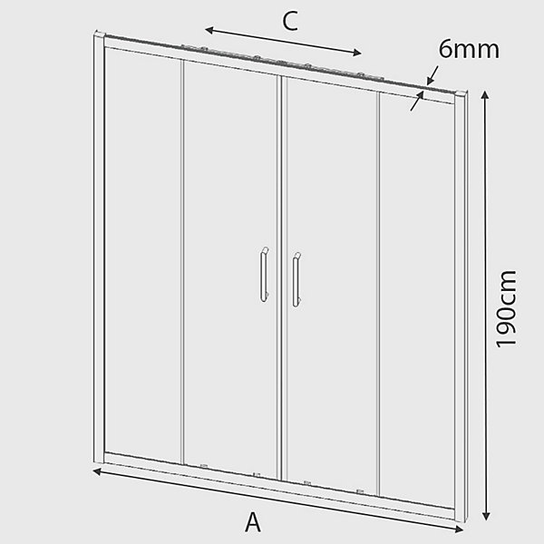 Paroi de douche 2 verres fixes   2 portes coulissantes BELLA 180 cmParoi laterale : 67 - 69 cm