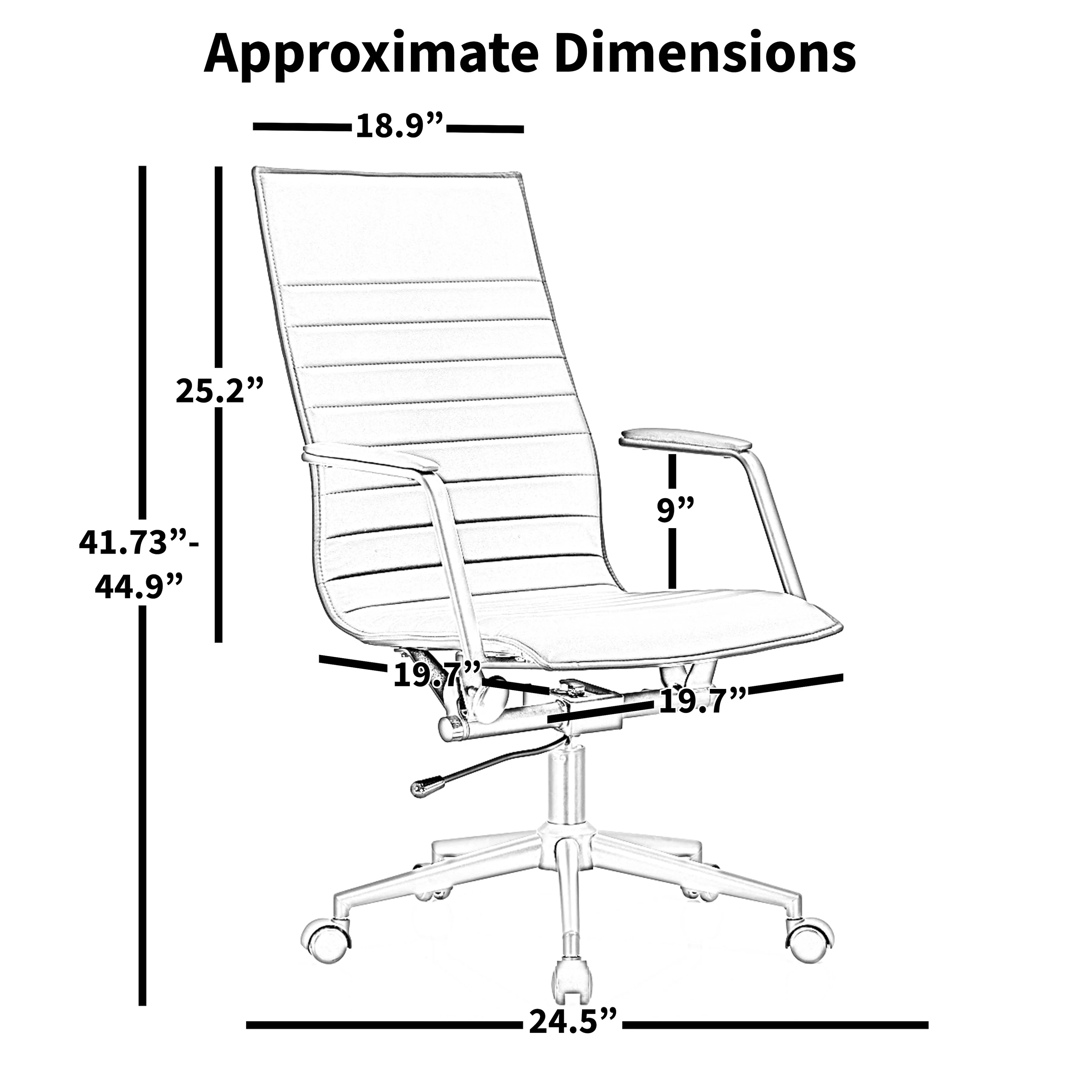 Modern High Back Office Chair Ribbed PU Leather Tilt Adjustable Conference Room Task Work Computer