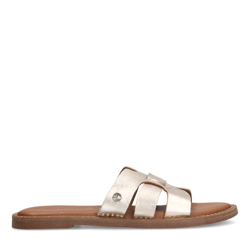 No Stress Gouden leren slippers