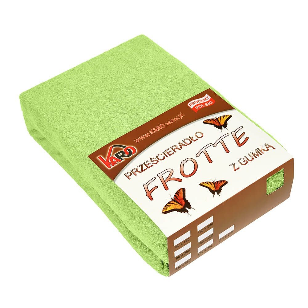 Prześcieradło frotte z gumką 140x200 limonkowe 058 KARO