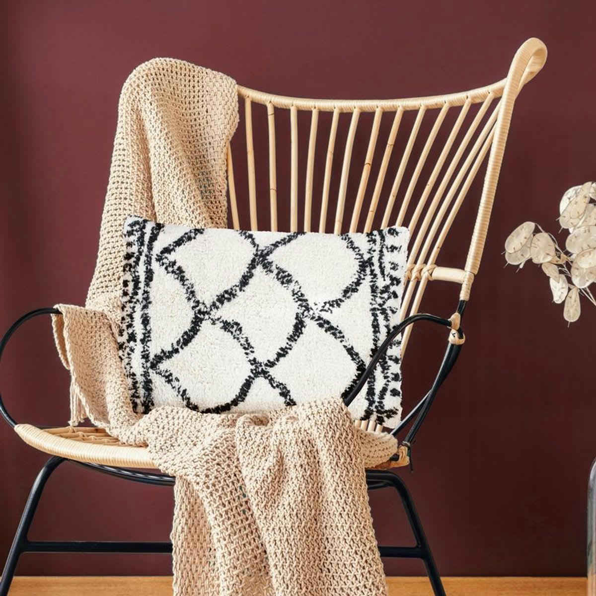 BERBERE - Coussin style berbère naturel 60x40