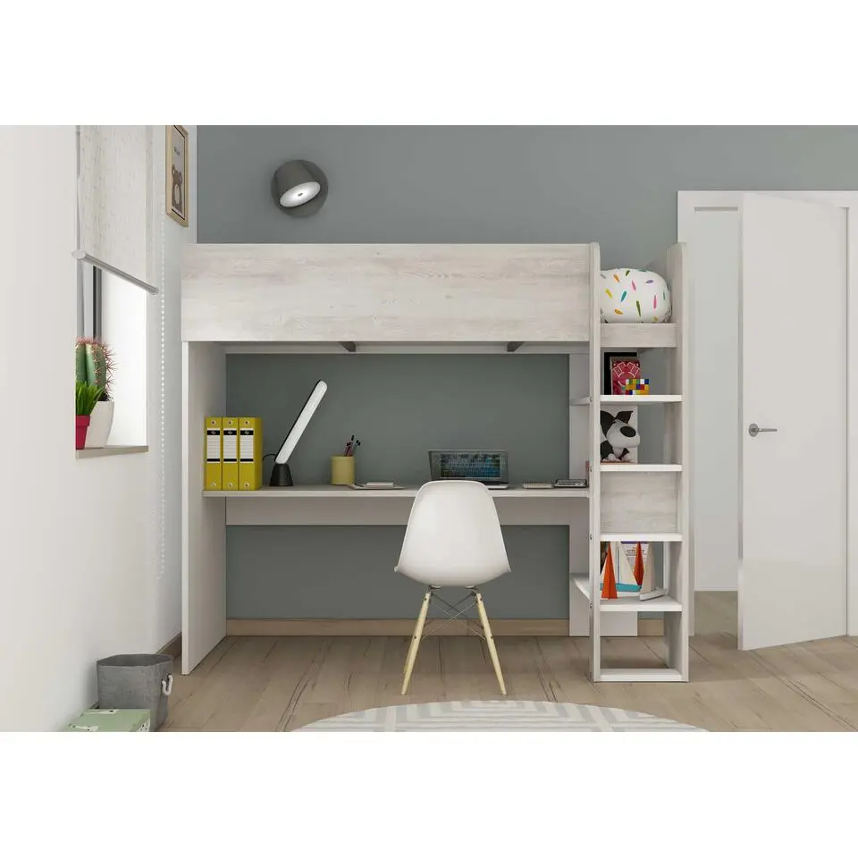 Hoogslaper Jet met bureau 90x200cm - wit