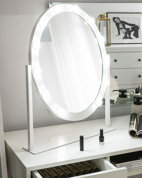 Lustro stojące LED owalne białe 50x60