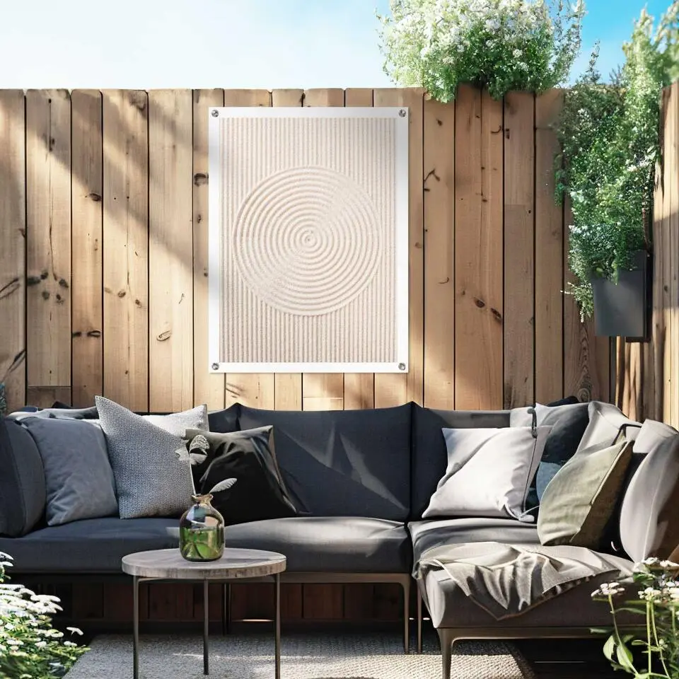 Tuinposter Zandcirkels - 80 x 60 - Beige