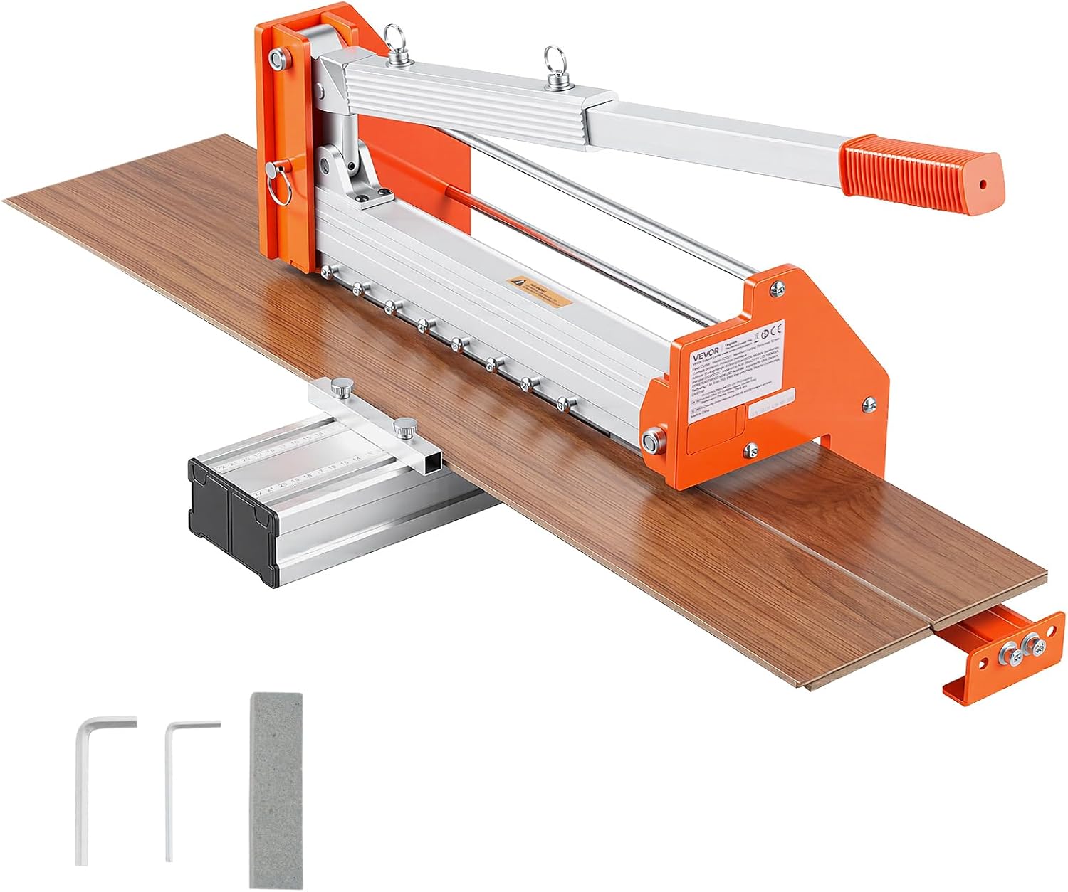 VEVOR 12 inch Vinyl Floor Cutter, 12mm Thick Laminate Flooring Cutter with Upgraded Labor-Saving Aluminum-Alloy Lever, Telescoping Support Plate, Cuts Certain Engineered Wood, LVT, VCT, SPC, LVP, WPC