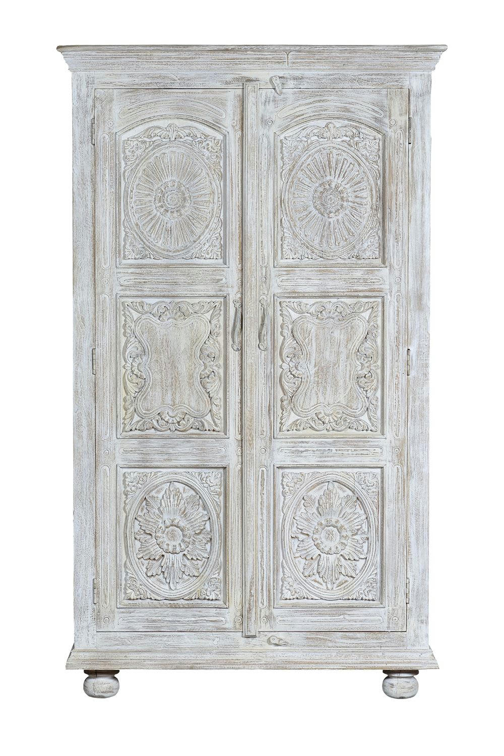 COTTAGE - Armoire en manguier blanc vieilli