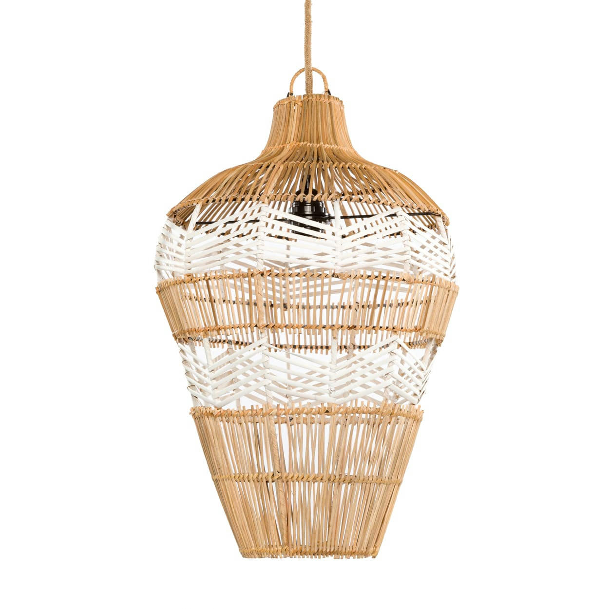 VASE - Abat-jour en rotin naturel blanc