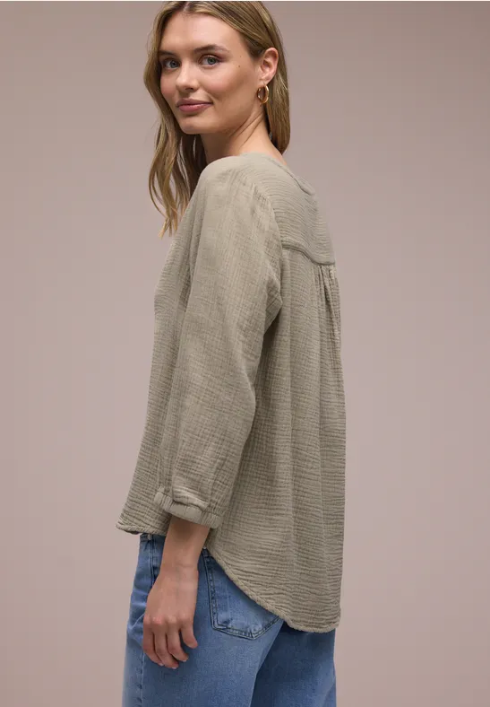 3/4-Arm Bluse in Musselinqualität