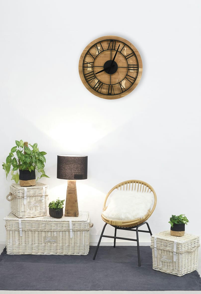 - Malles carrées en osier blanchi (lot de 3)