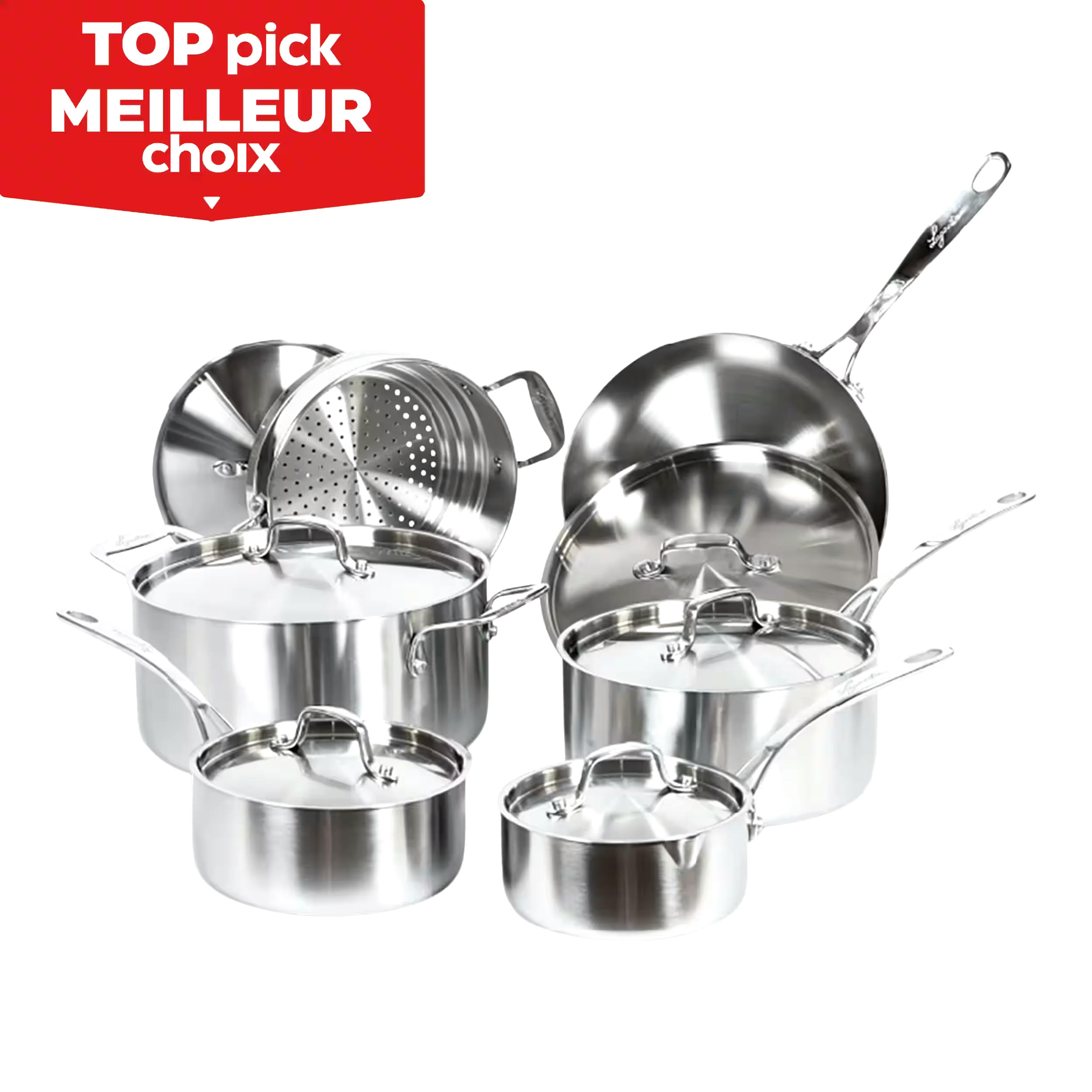 Lagostina 3-Ply Commercial Clad Stainless Steel Cookware Set & Oven Safe, 12-pc