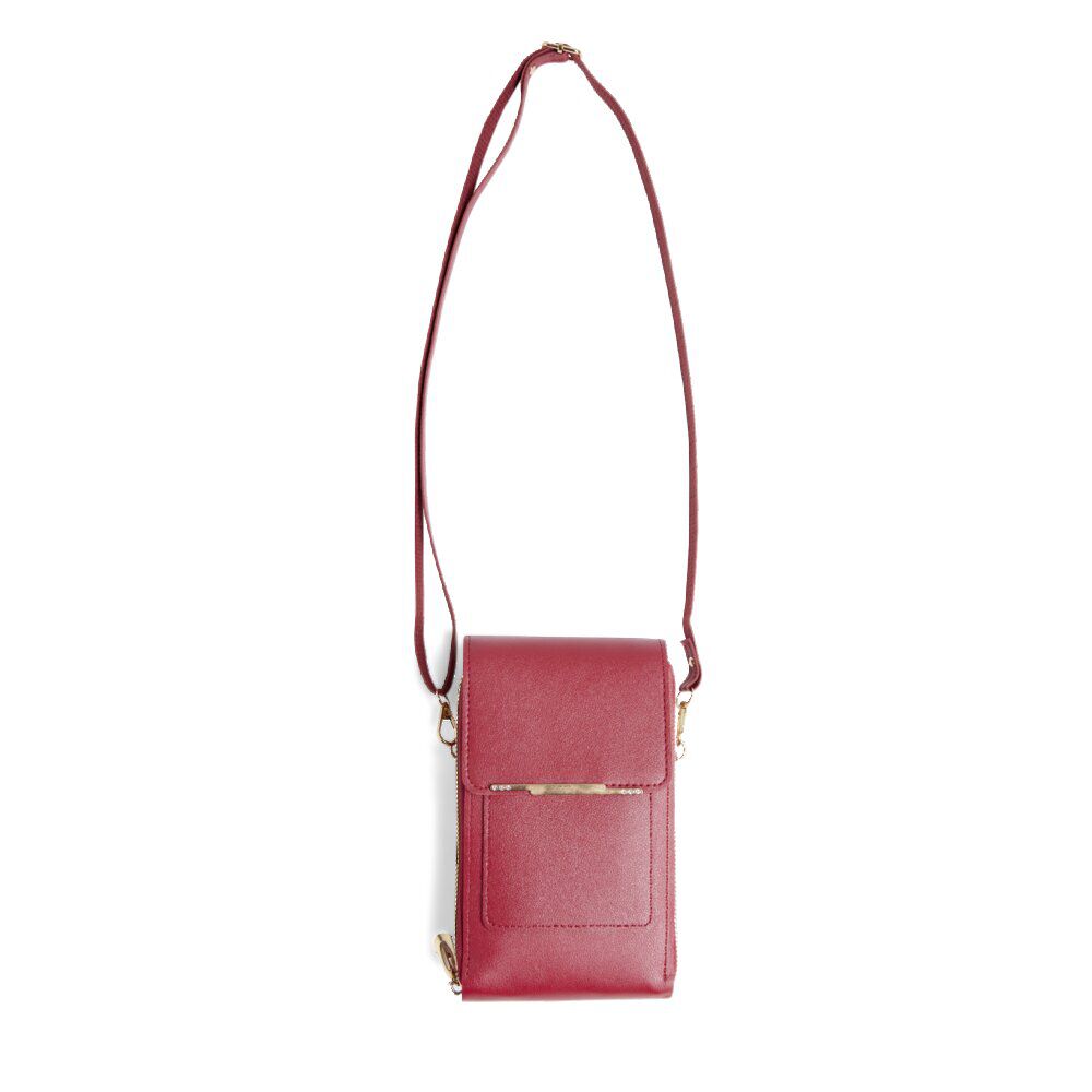 Pochette téléphone simple zip polyuréthane et métal