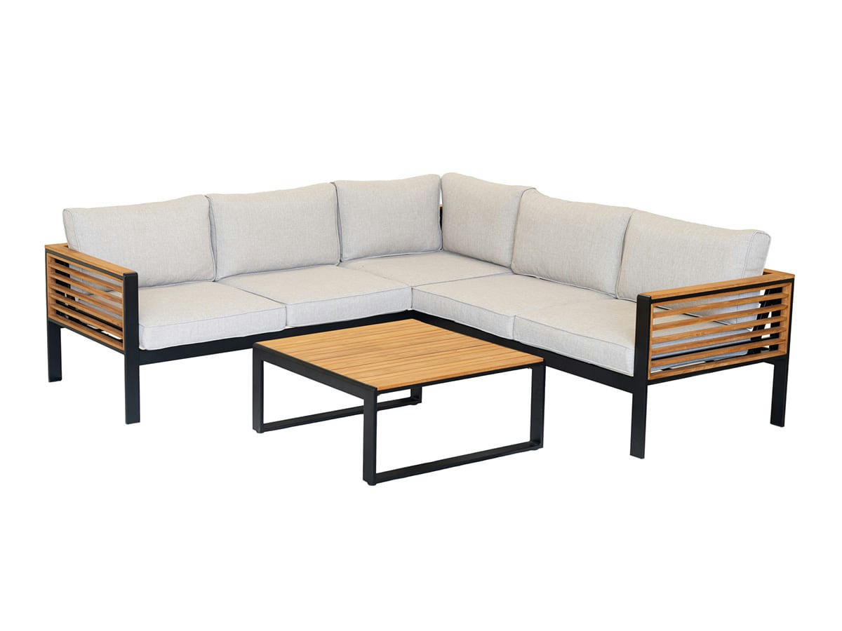 - Salon exotique avec canapé d'angle aluminium noir