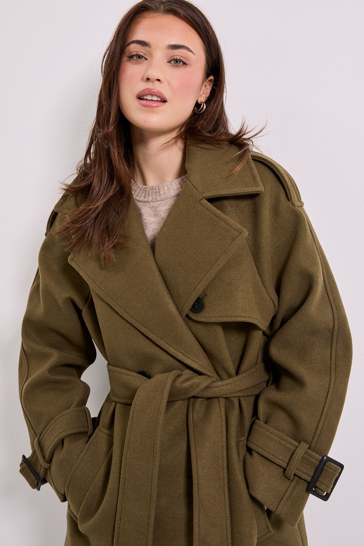 Dorothy Perkins Tab Detail Belted Coat