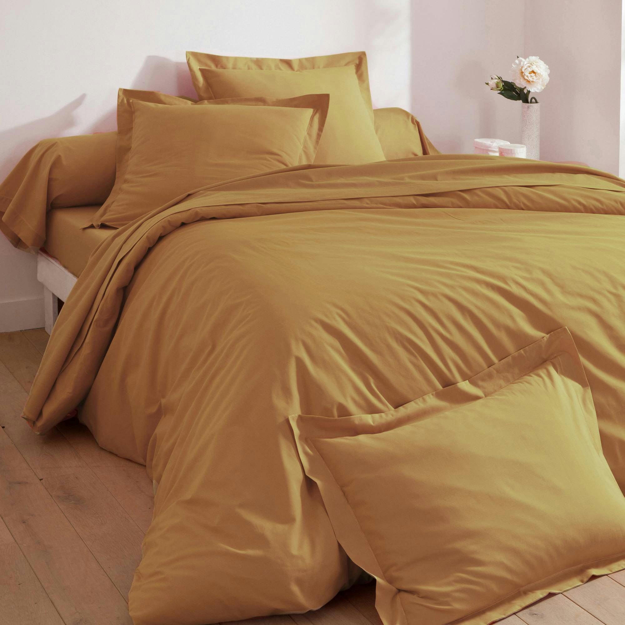 COTON UNI LAURÉAT - Housse de couette 240x220 beige doré en coton