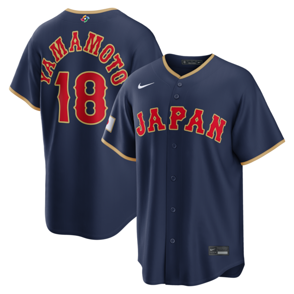 Yoshinobu Yamamoto Japan Baseball Nike 2026 World Baseball Classic Road Stadium Jersey - Navy/White