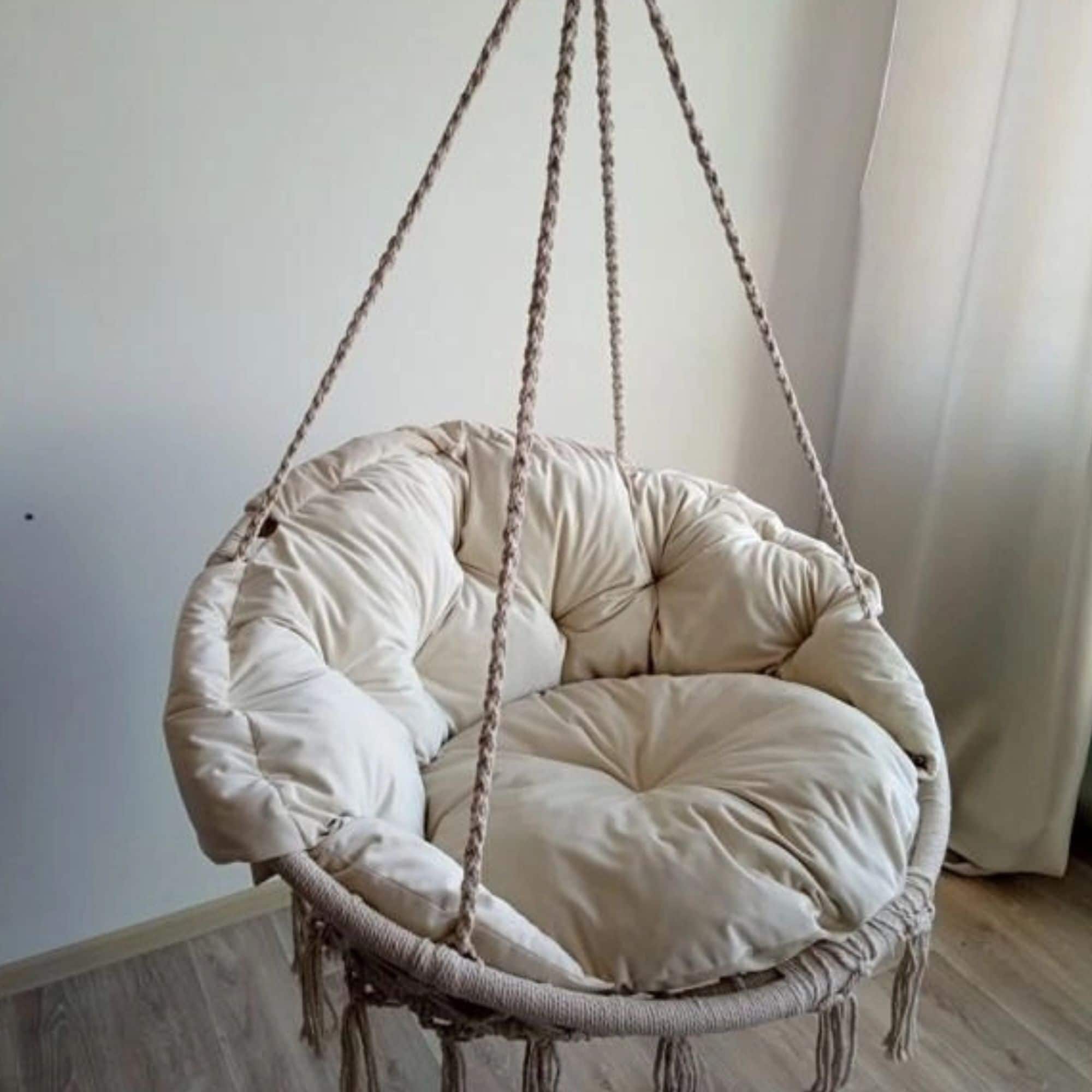 Hammock Chair Swinging Portable Hanging Cotton Rope Indoor Outdoor Suitable