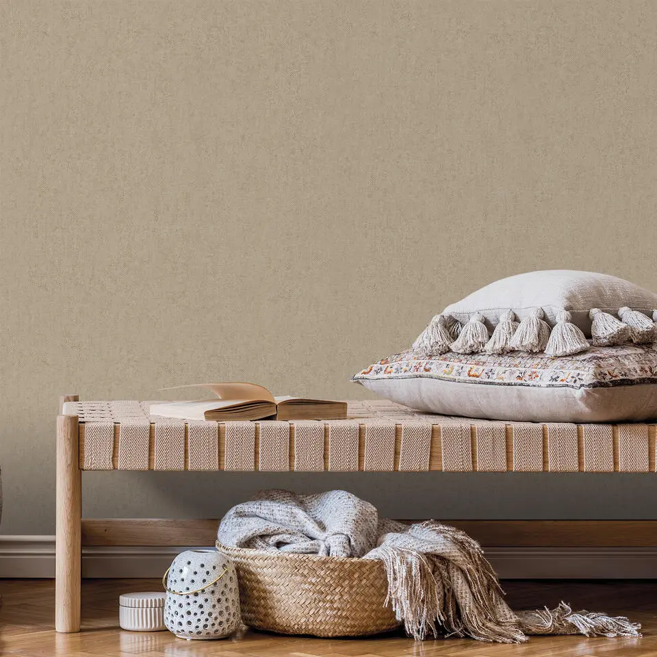 Sanders & Sanders behang linnenstructuur bruin - 53 cm x 10 m