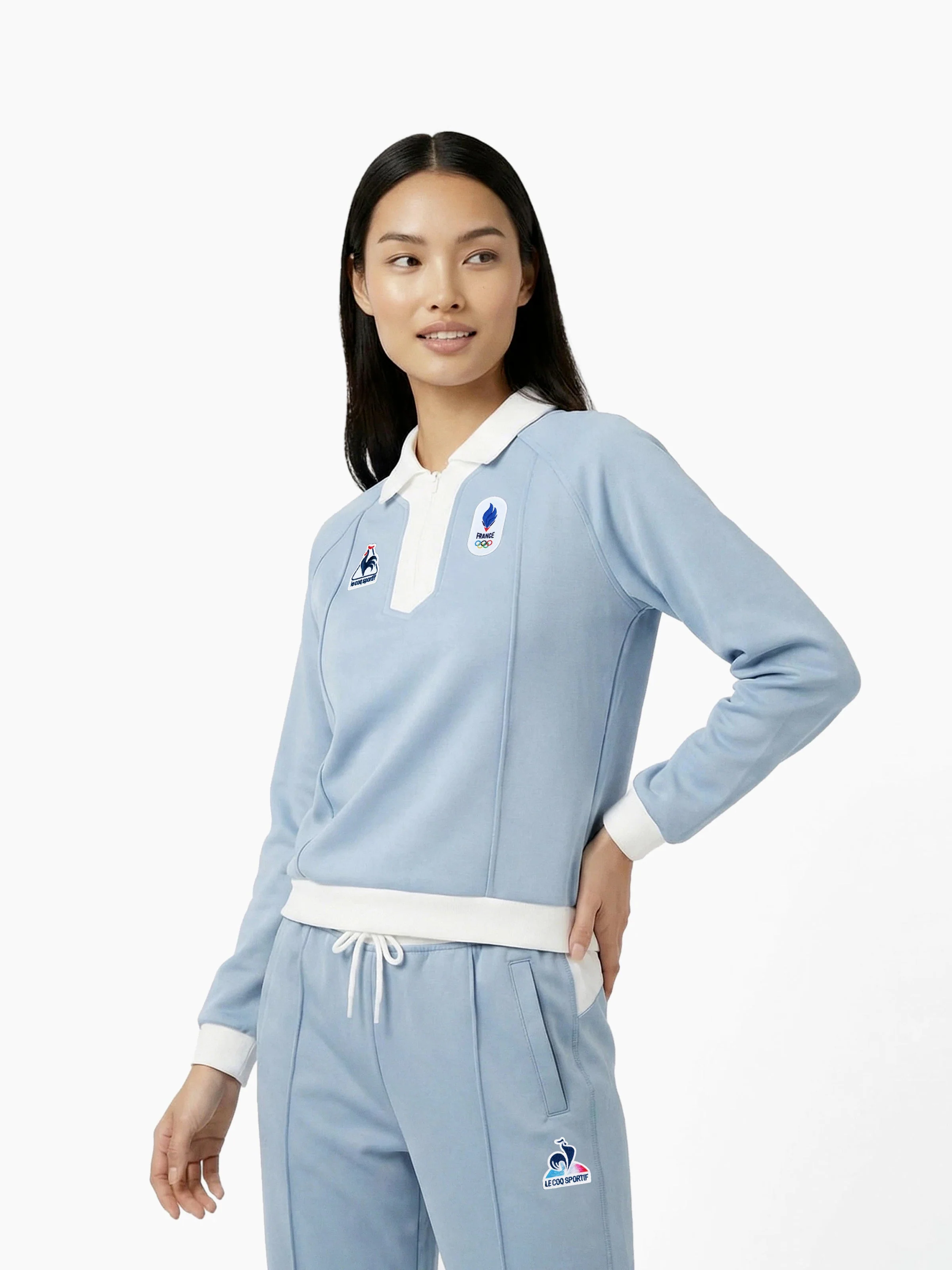 Sweat col zippé contrasté en molleton JP Milano-Cortina