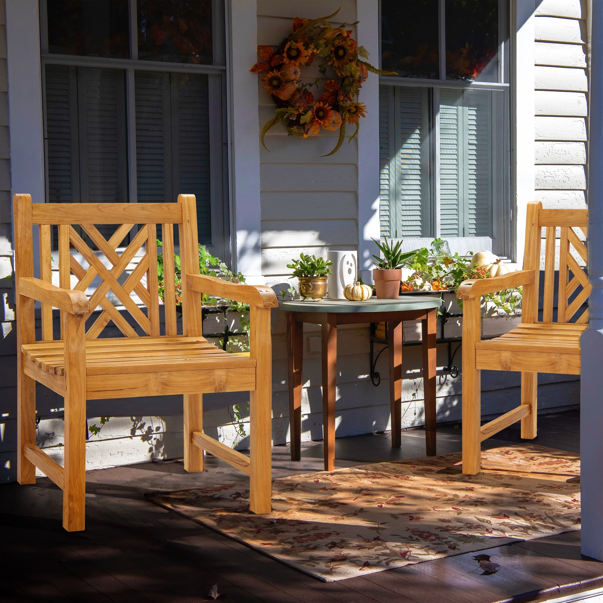 Chic Teak Chippendale Teak Wood Indoor/ Outdoor Dining Arm Chair