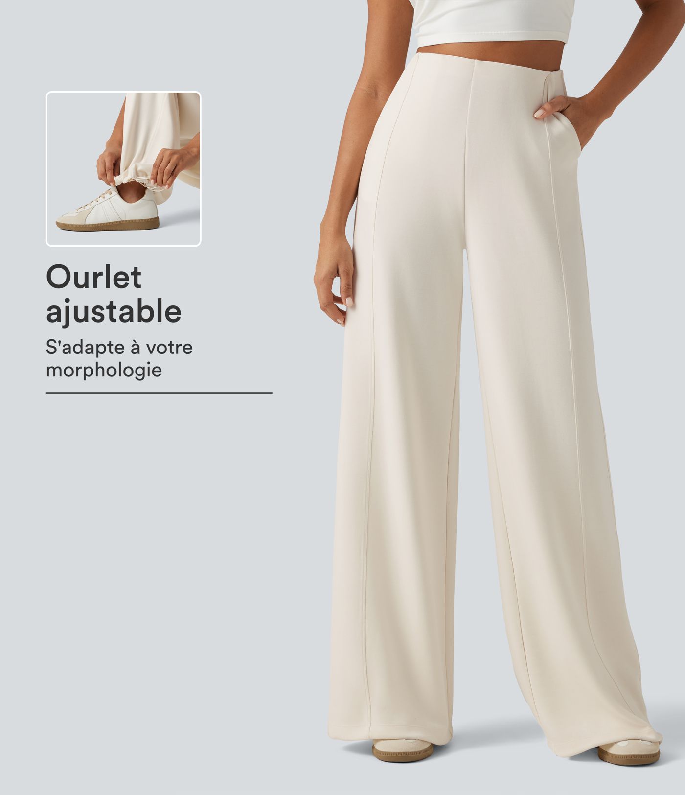 Pantalon de jogging taille haute coupe large avec poches