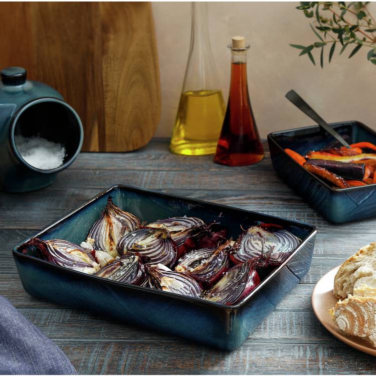 Habitat Navy Reactive Stoneware Roaster