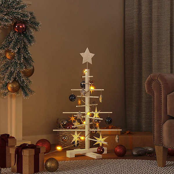 Arbre de Noël en bois pour décoration 75 cm bois massif de pin vidaXL