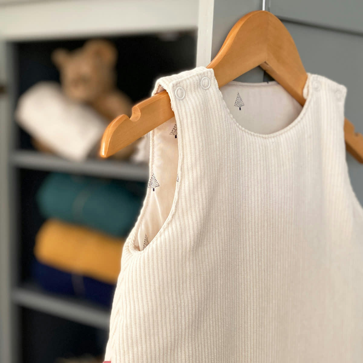 LOUISON - Gigoteuse hiver velours écru 6-18 mois