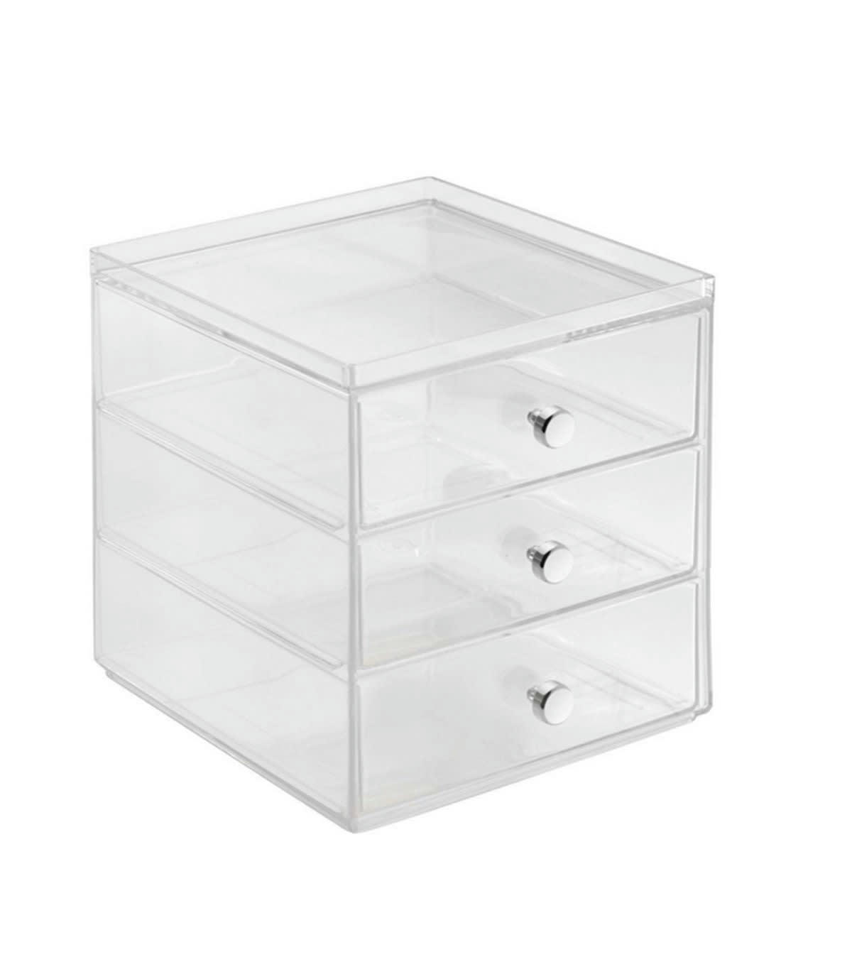 - Boite de rangement pour cosmétiques 3 tiroirs - Transparent