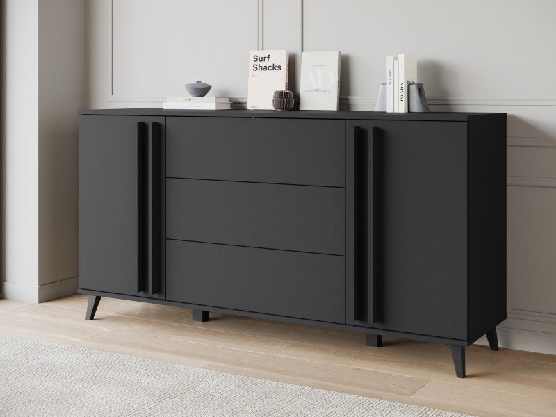 Komoda z szufladami 150 cm HOMELY czarny grafit