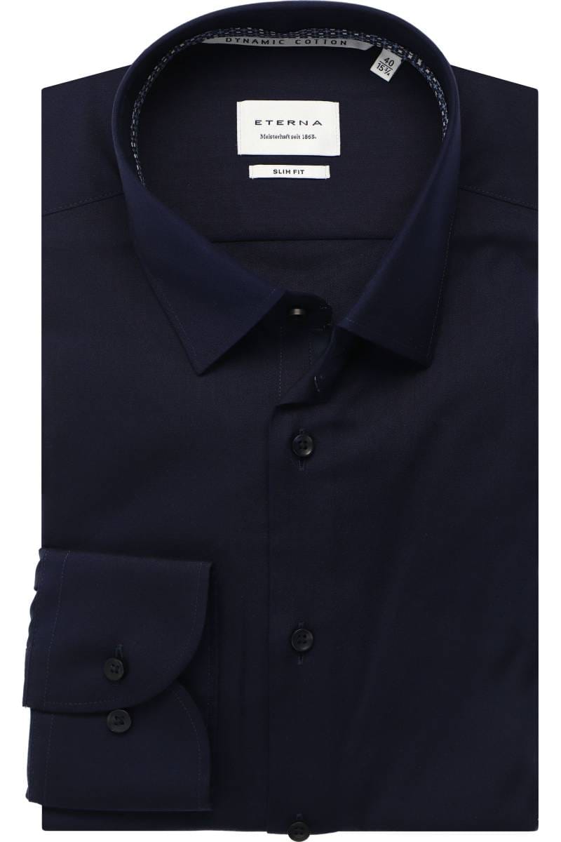 ETERNA Dynamic Cotton Slim Fit Hemd marine, Einfarbig
