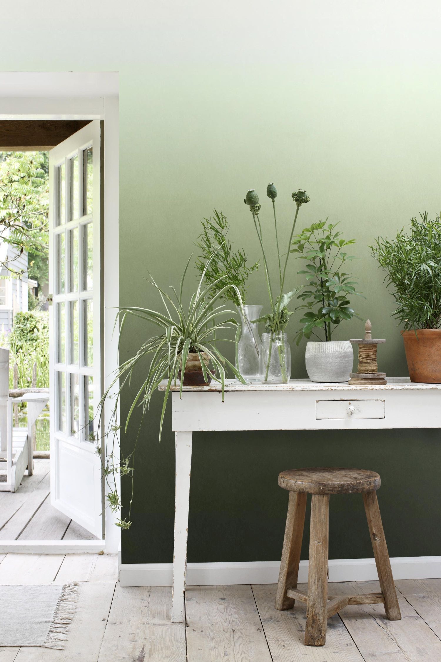 ESTAhome fotobehang kamerhoog dip dye kleurverloop groen - 200 x 279 cm - 159446