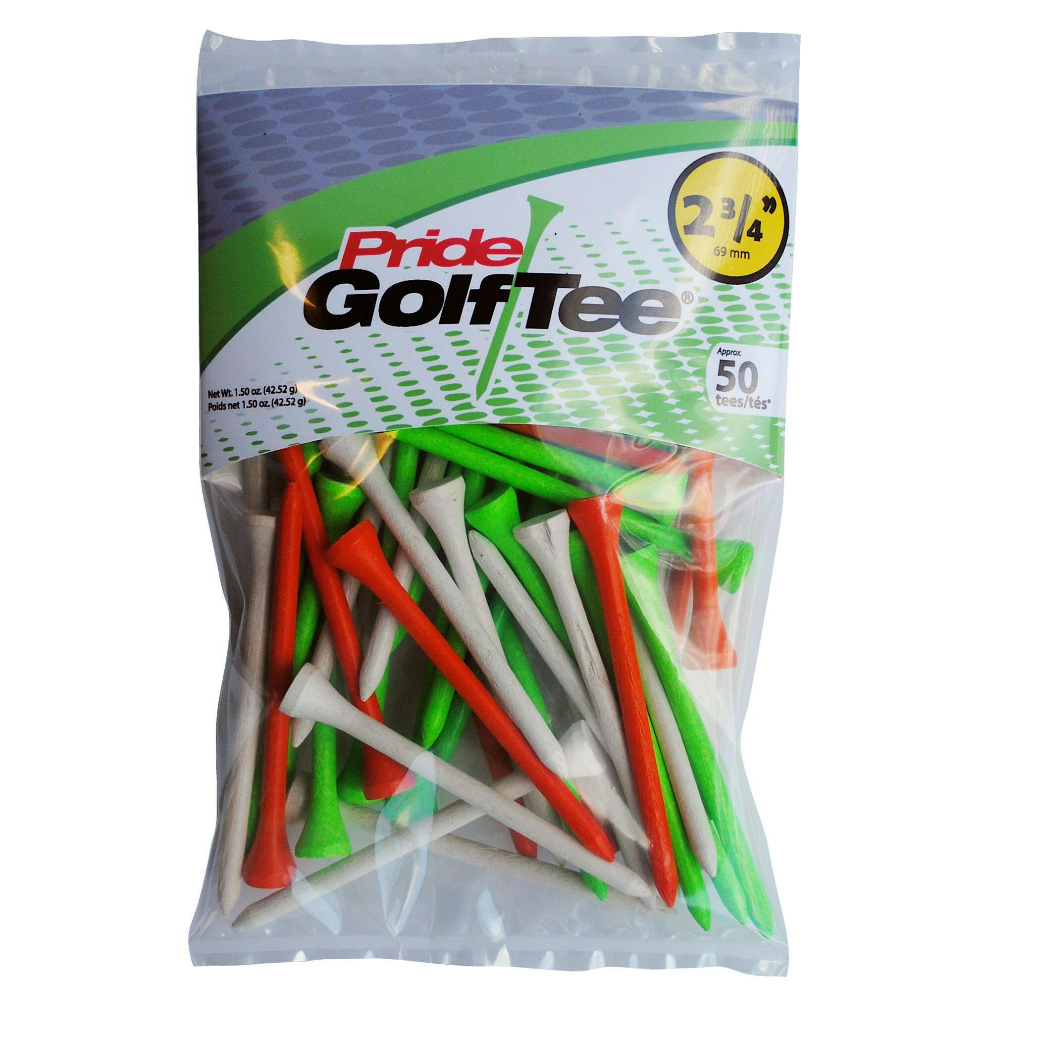 Pride Biodegradable Hardwood Golf Tee, 2-3/4-in, 50-pk, Citrus Assorted Colours