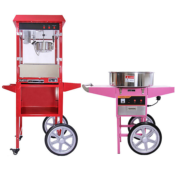 KuKoo Ensemble de Machine à Popcorn, Machine à Barbe à Papa &Chariots