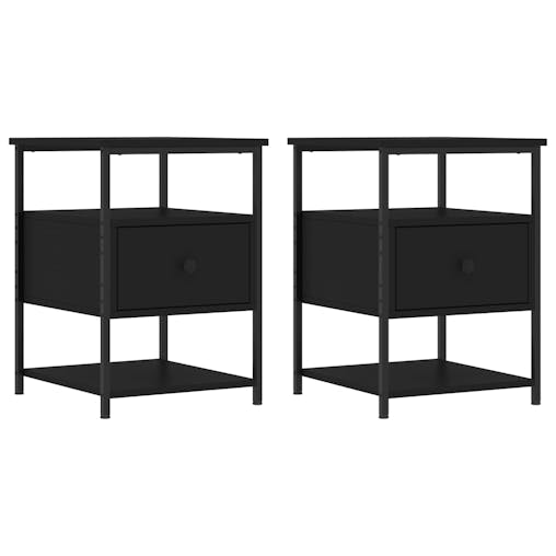 NNEVL Bedside Cabinets 2 pcs Black 40x42x56 cm Engineered Wood