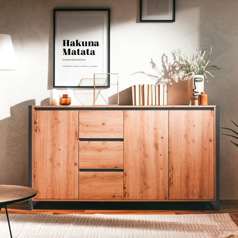 KOTOR - Buffet en bois avec tiroirs et placards