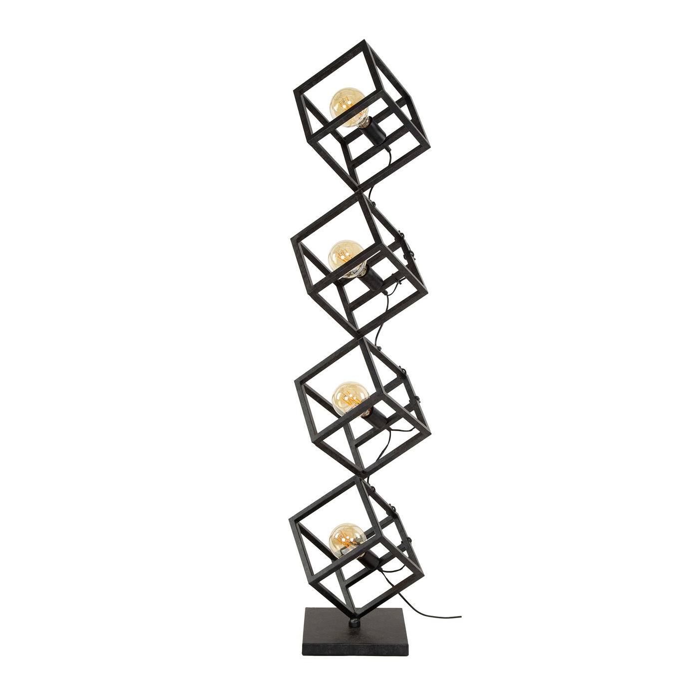 Giga Meubel Vloerlamp Kubus - Zwart Metaal - 4-Lichts - 35x35x150cm