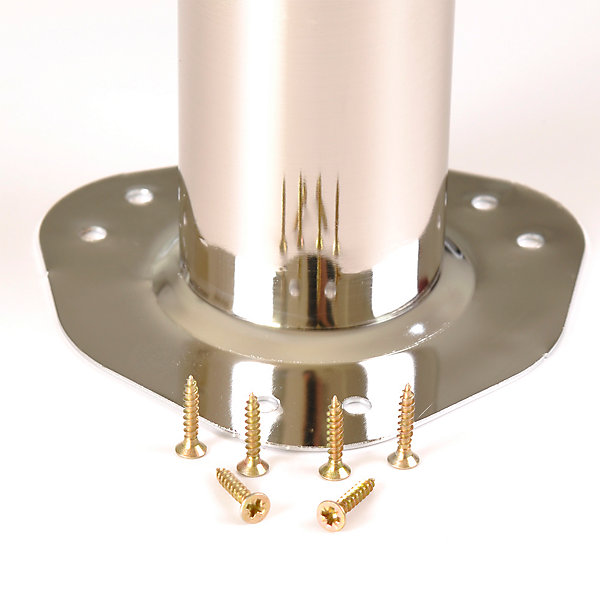 4 un. Pied de table rond en acier diamètre 60mm hauteur 710mm nickel brossé avec régulateur de nivellement