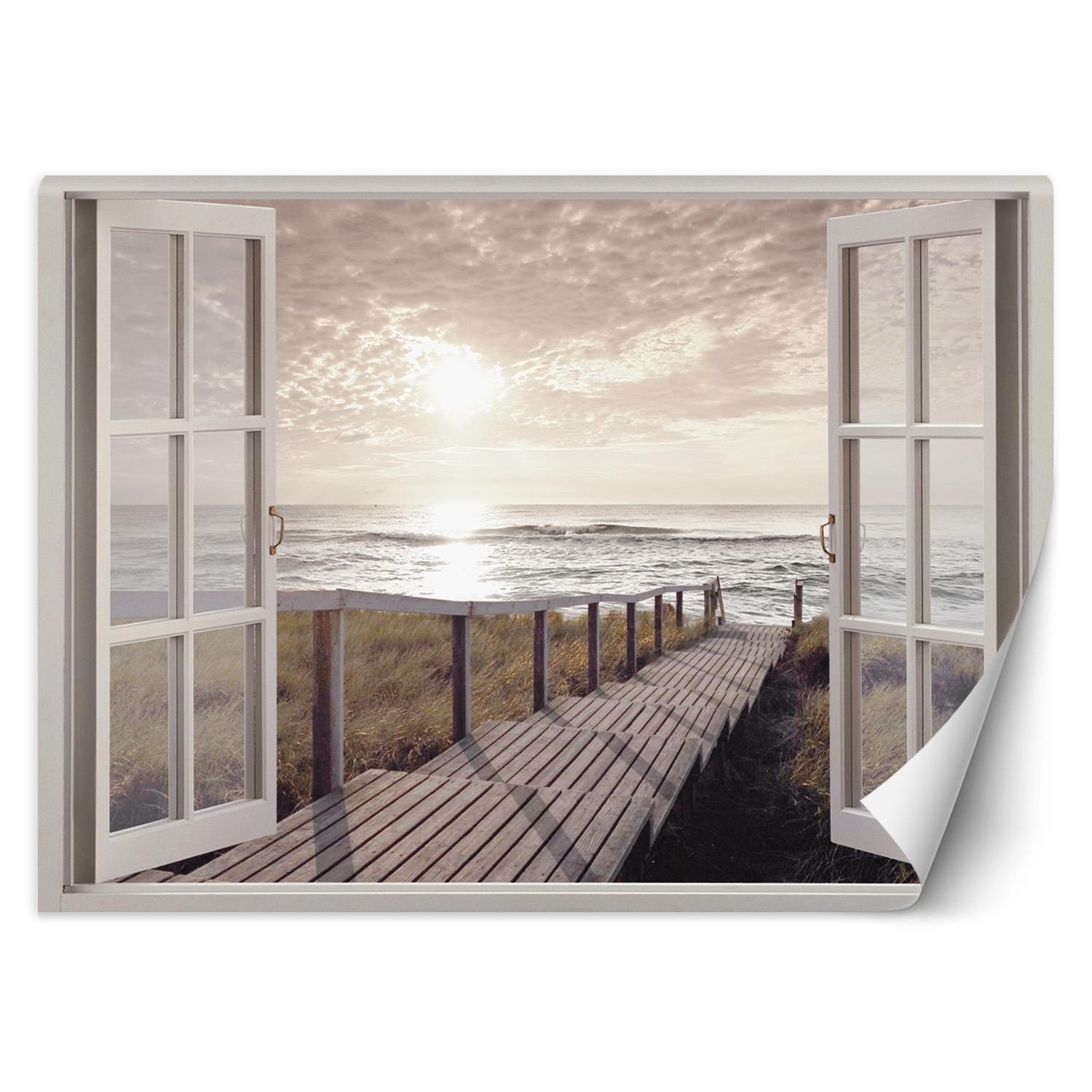 Feeby Fototapeta, Okno pomost na plażę 140x100
