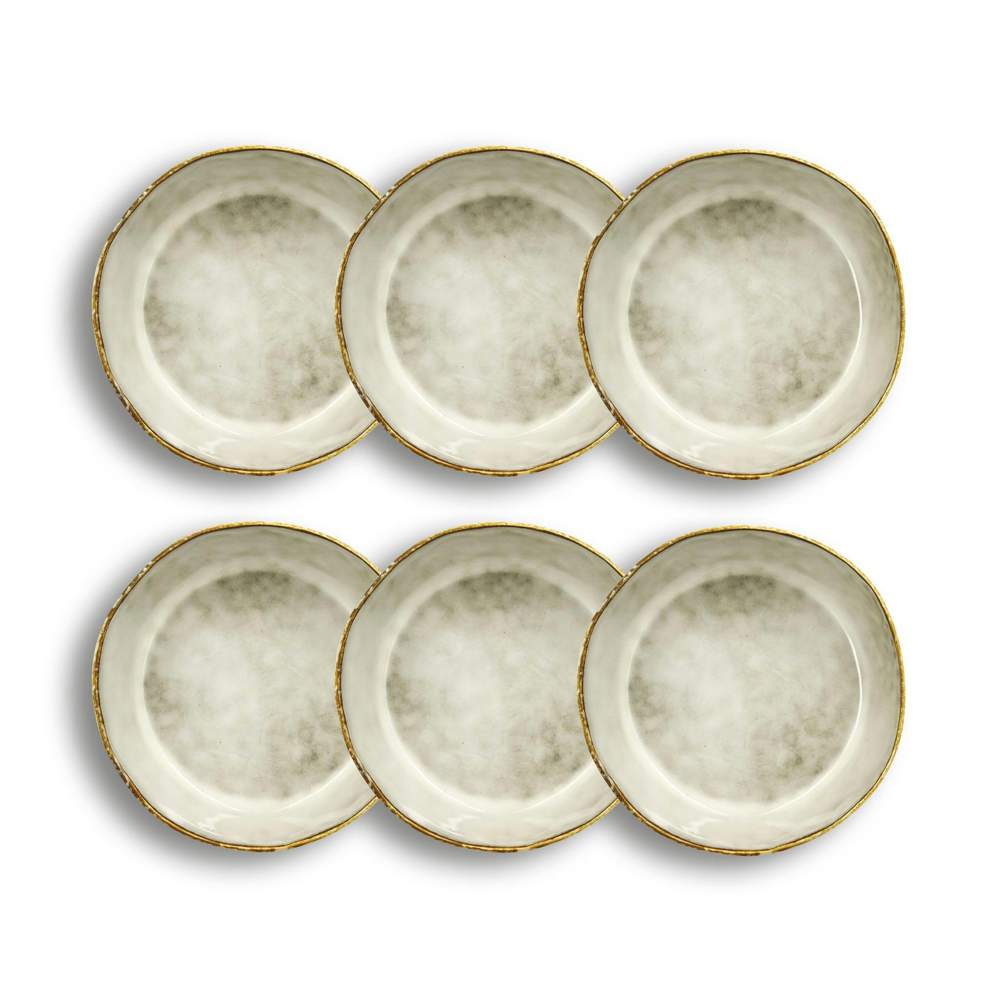 BORAL - Lot de 6 assiettes coupes en grès gris 15,5cm