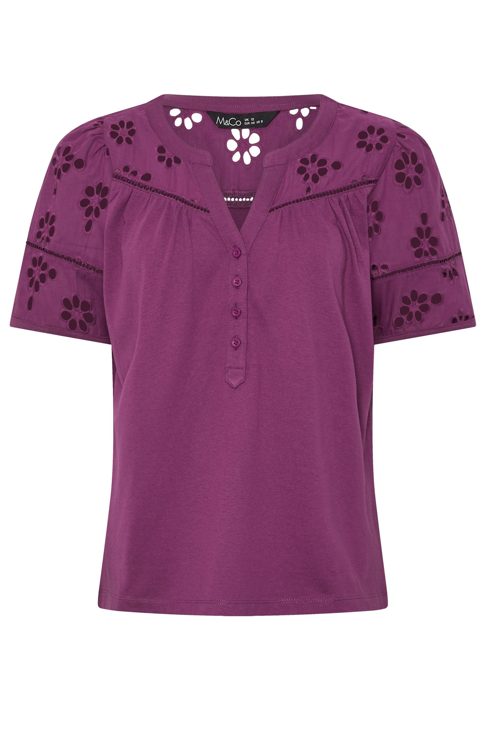 M&Co Broderie Cotton T-Shirt