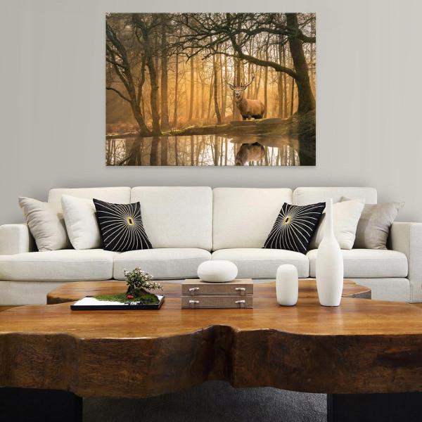 Obraz Na Płótnie Jeleń Las Drzewa Sypialnia Salon 60X40