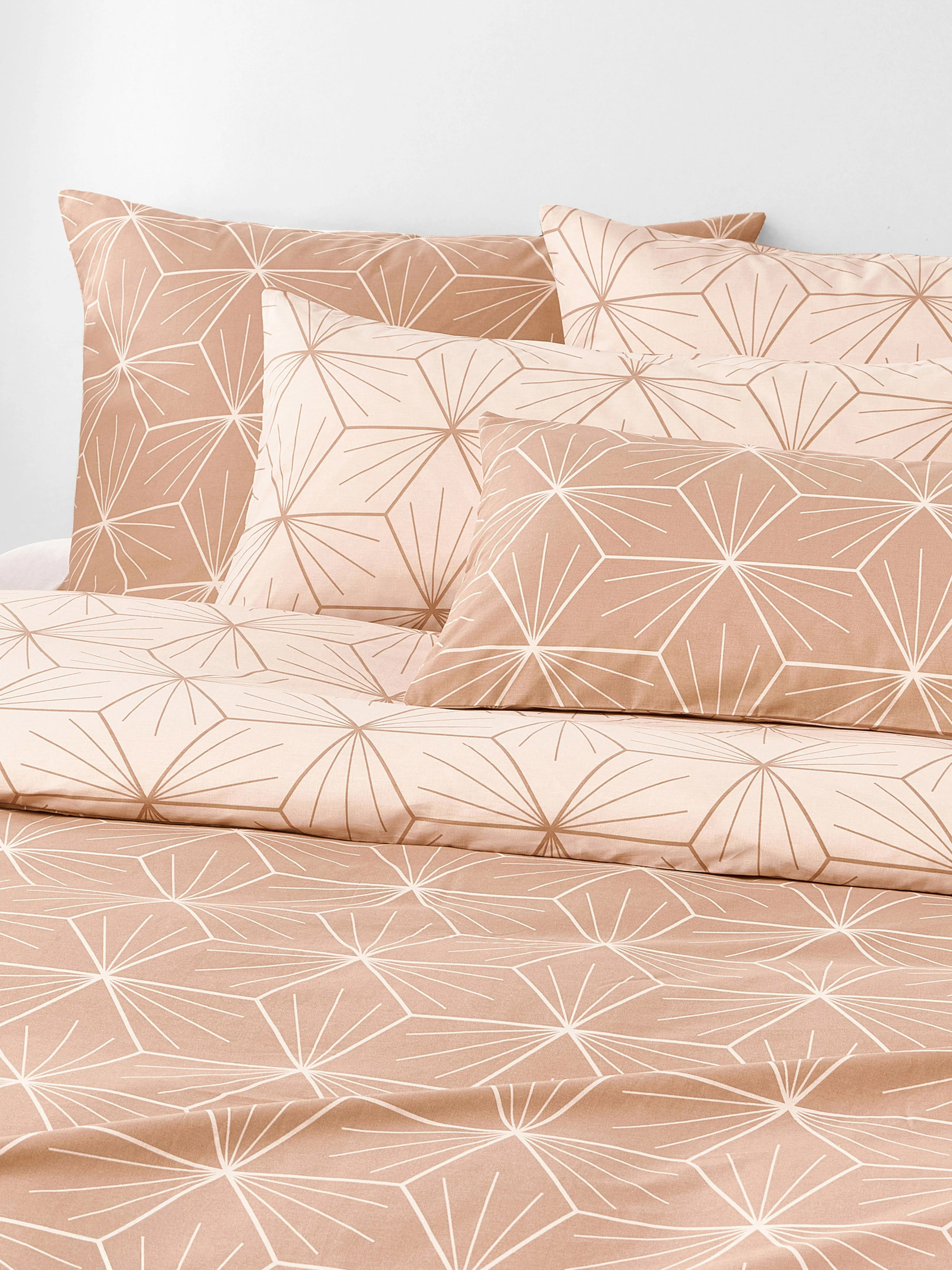 Baumwoll-Kopfkissenbezug Ilda mit geometrischem Print