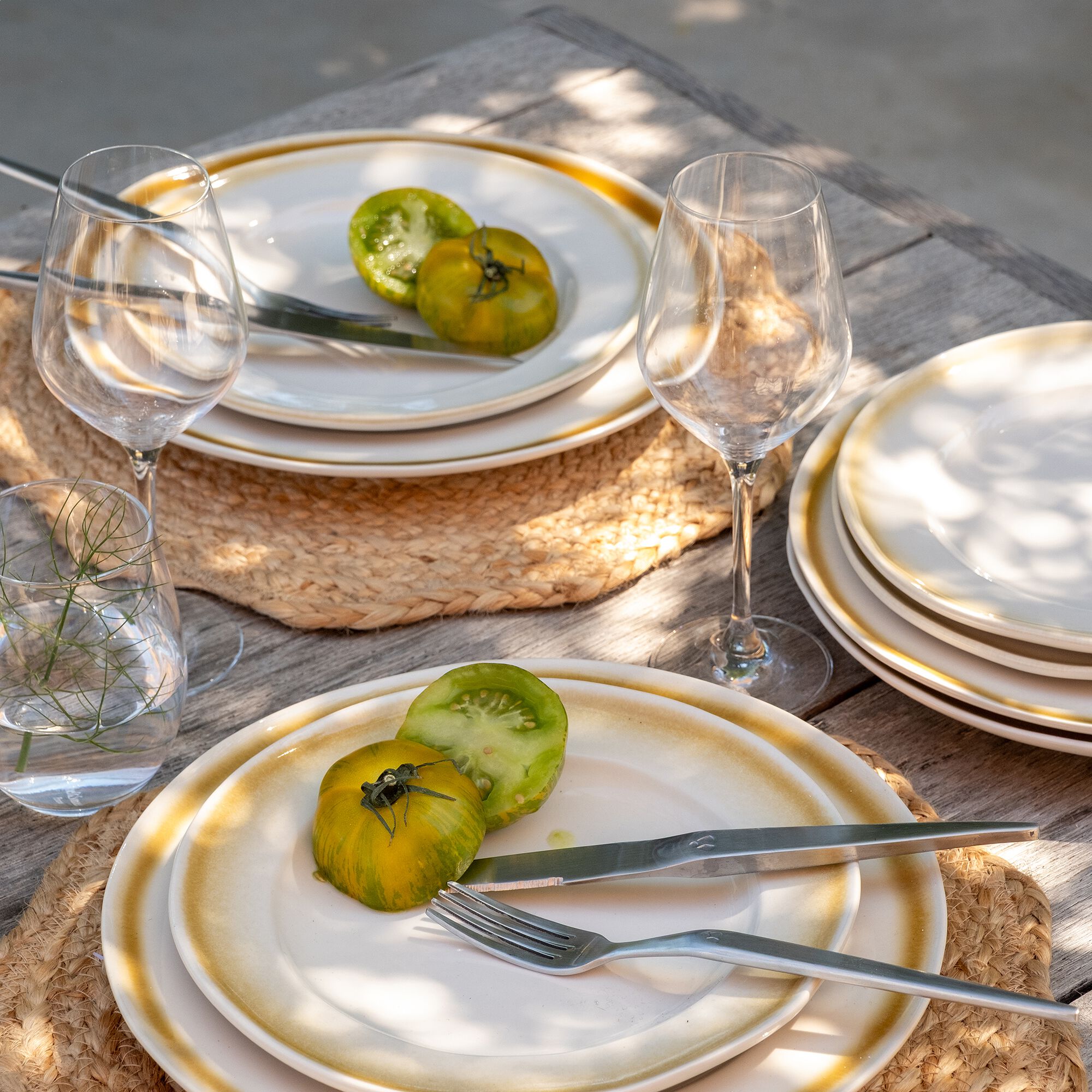 MIEL - Assiette plate en grès D26,5cm - blanc