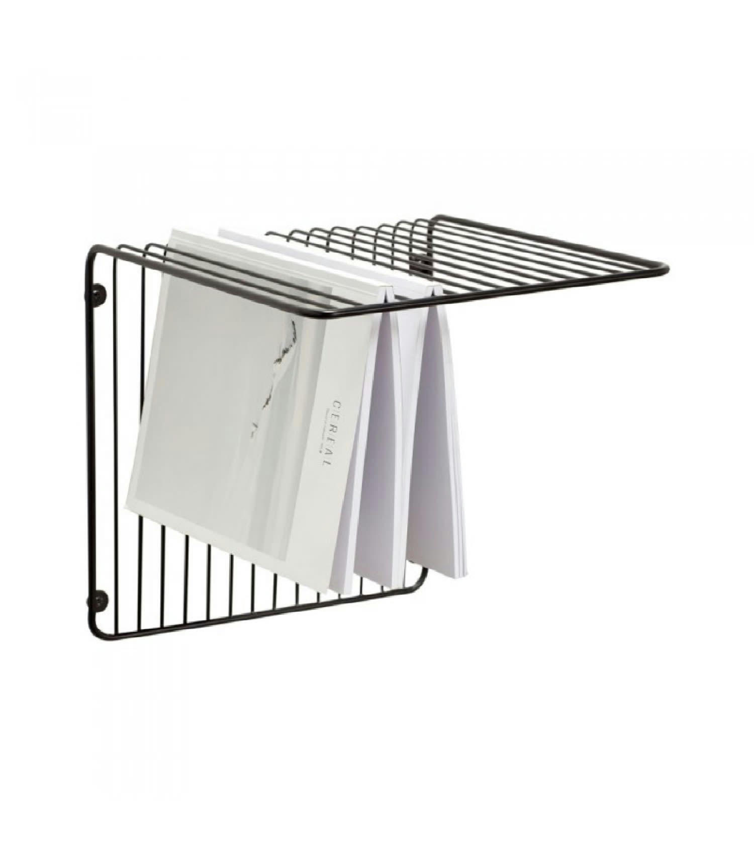 SLENDER - Étagère murale porte revues/livres en métal noir 31x31